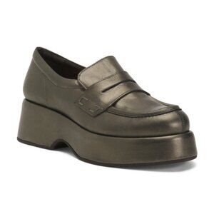 PONS QUINTANA Made In Spain Leather Platform Certier Penny Loafers